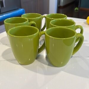 Vintage (6) Apple Green Color Corelle By Corning Collectible Stoneware Mugs